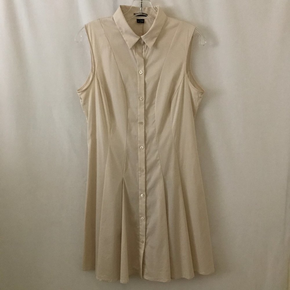 Theory Beige Sleeveless Button Front Dress